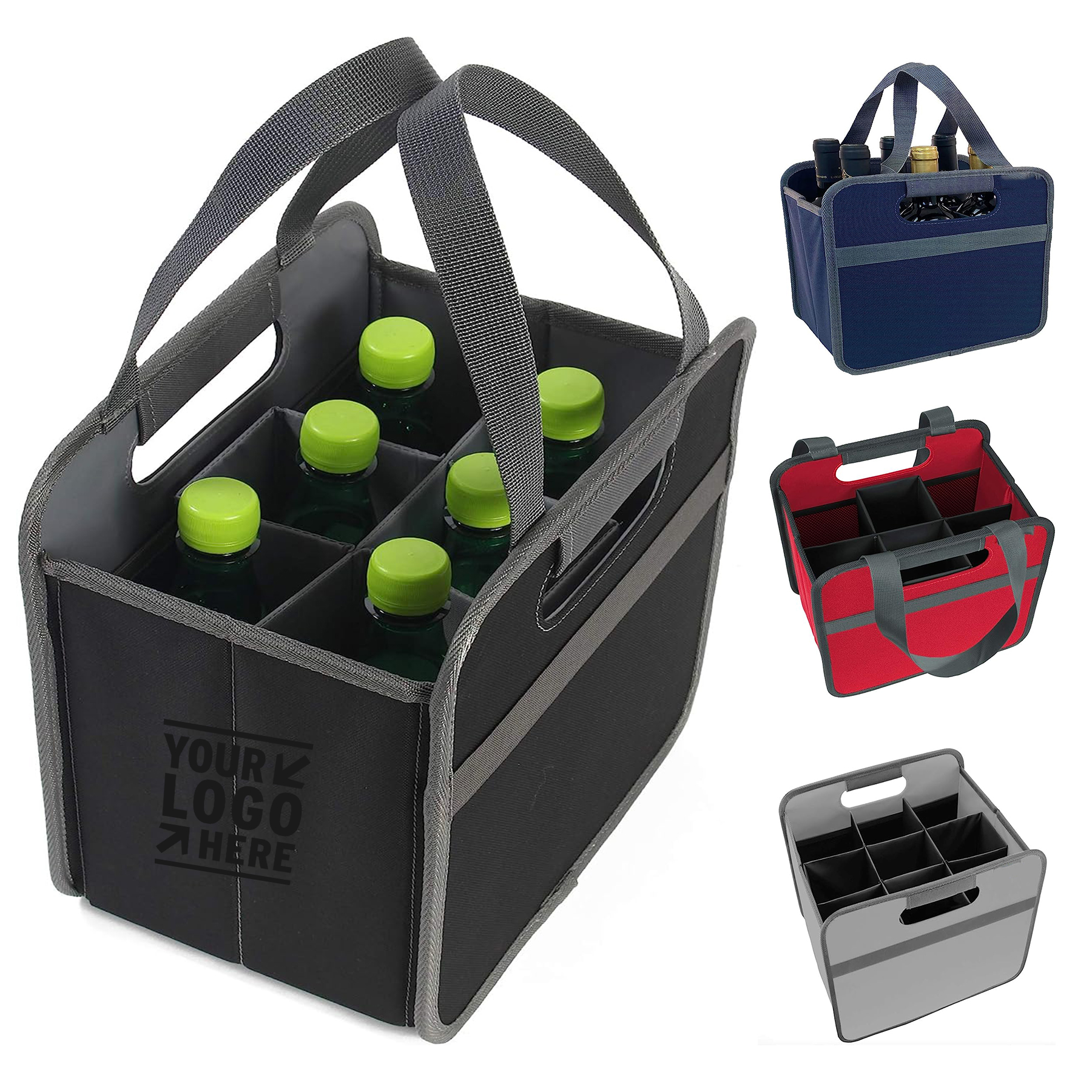 11 x 10 .5 x 7 Inches Foldable 6 Bottle Wine Carrier Bag  2
