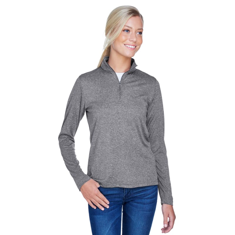 UltraClub Ladies' Cool & Dry Heathered Performance Quarter-Zip 7