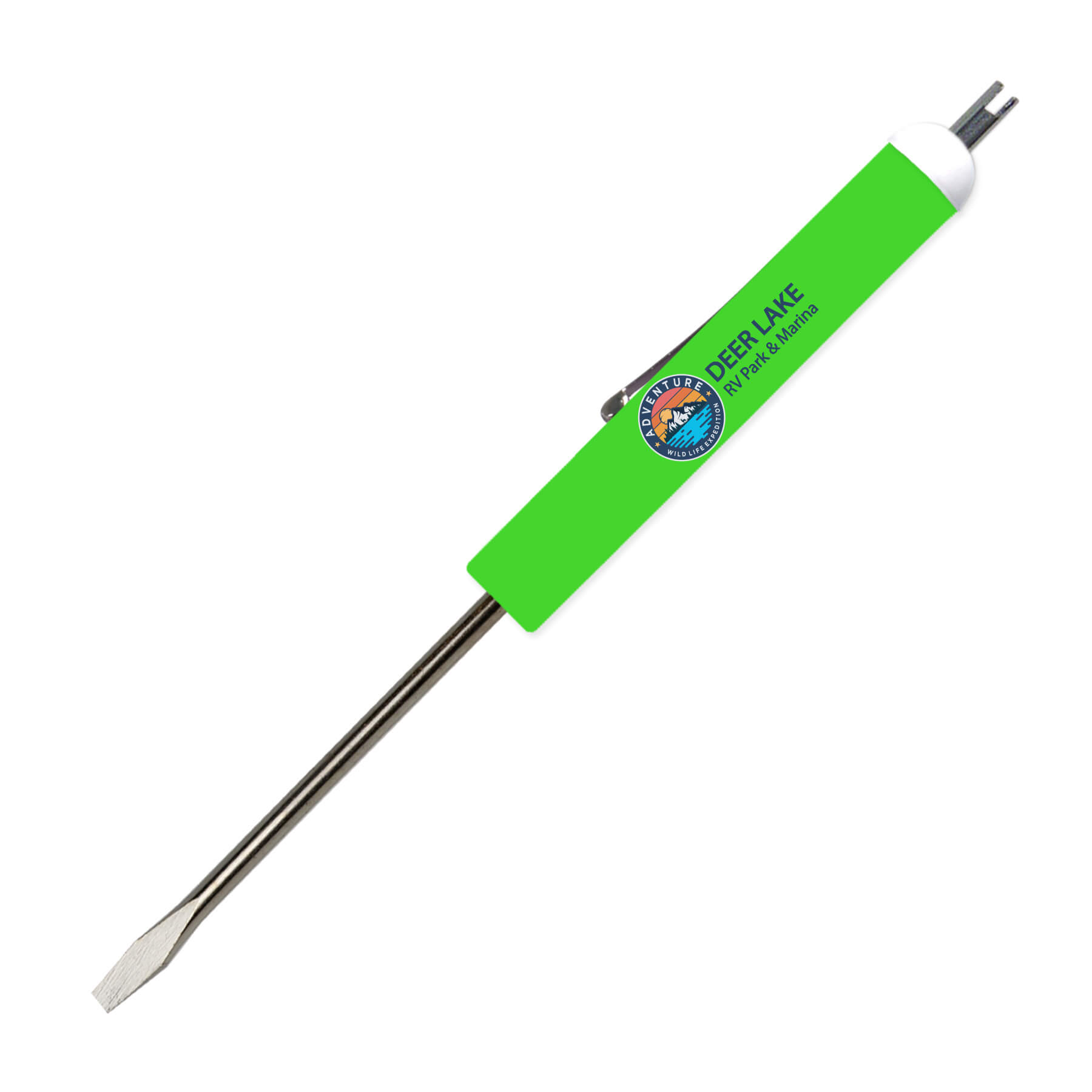 Pocket Screwdriver 1/8" Flat Blade + Valve Stem Top 21