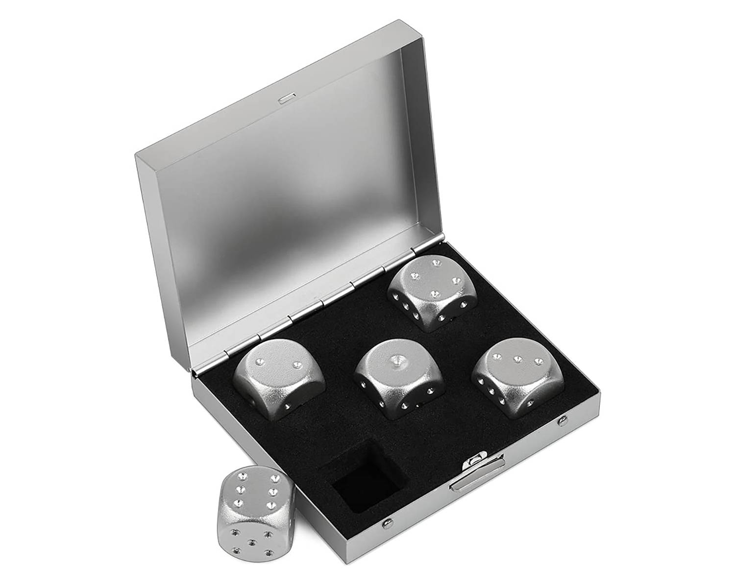 5Pcs Aluminum Alloy Dice w/ Square Case 2