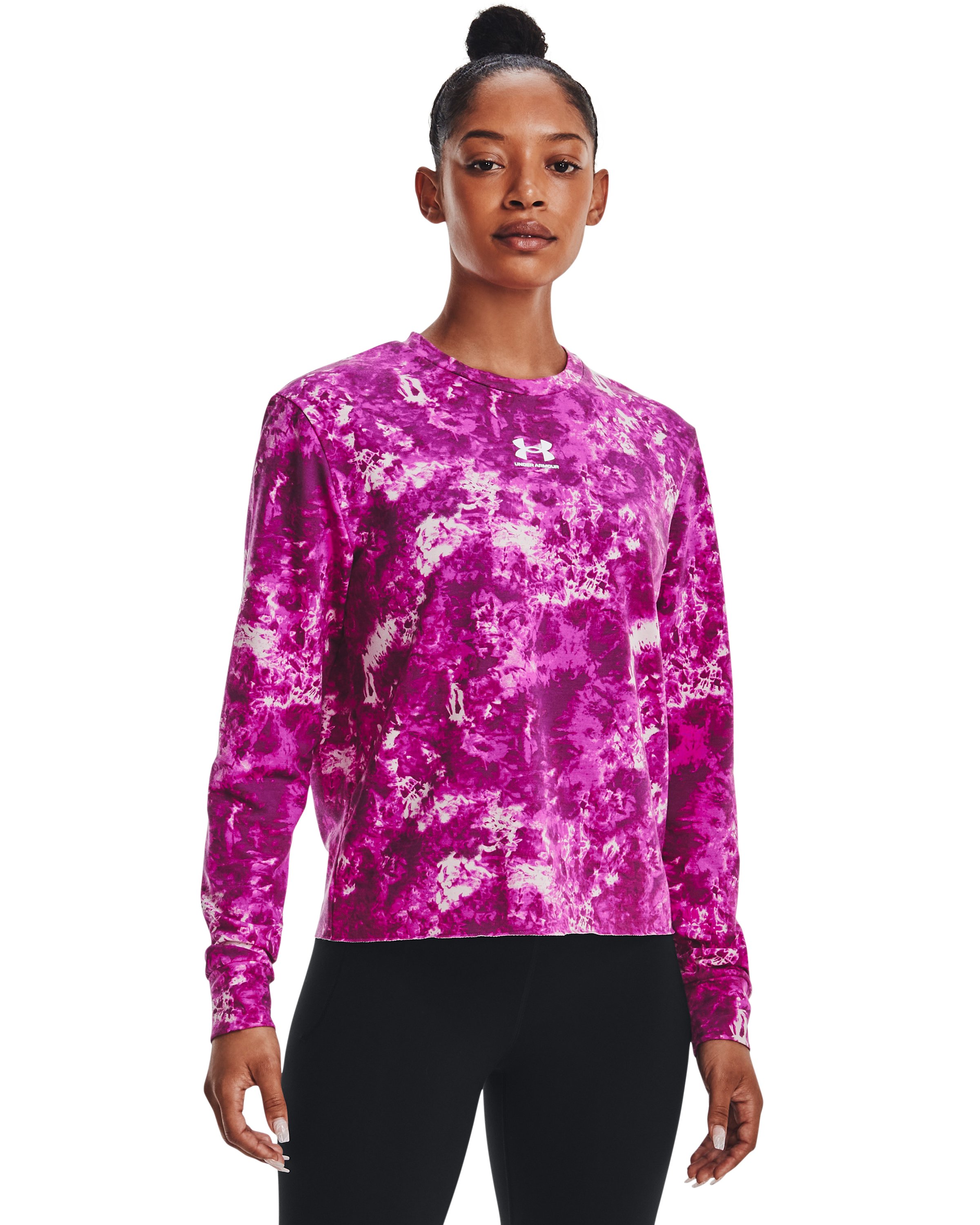 Women's UA Rival Terry Printed Crew  5