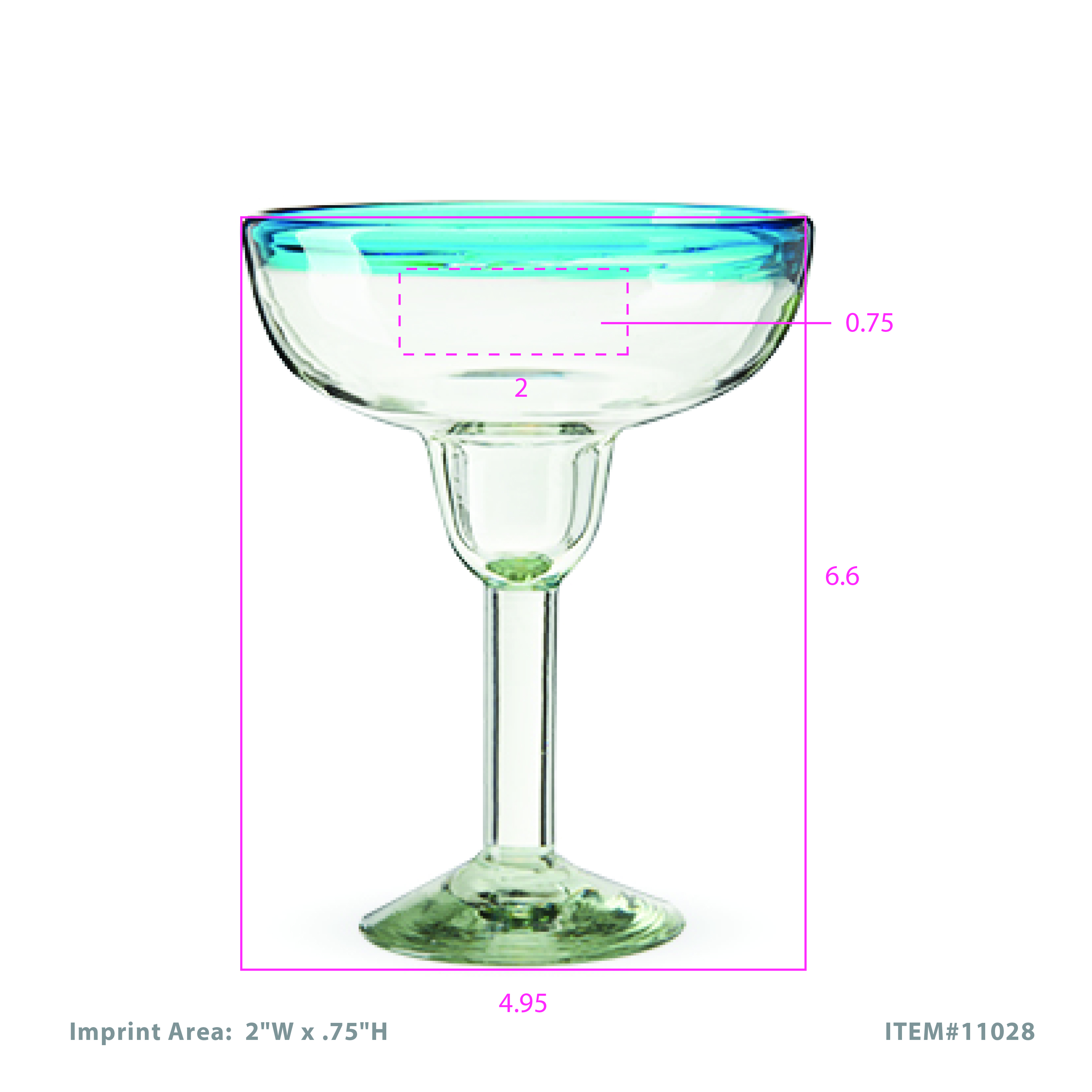 Twine Living® Primavera Recycled Margarita Glass, set of 2 3