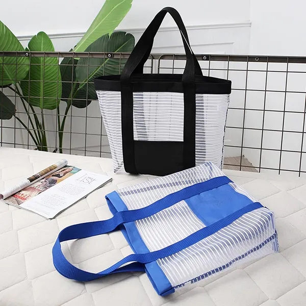 Sheer Striped Mesh Boat tote -13.8x12.6x4.7 1