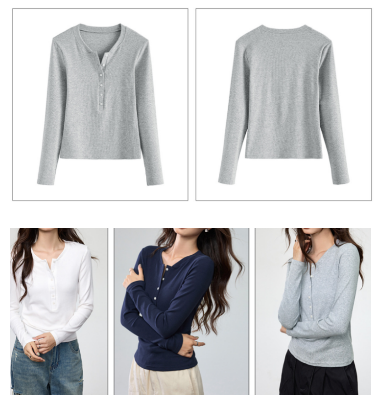 Women Long Sleeve Button Up RibbedBlouses 2