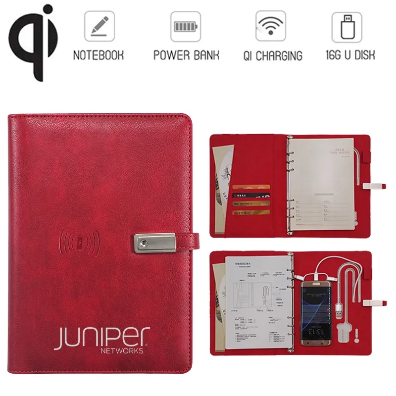 PU Leather Notebook W/ 8000mAh Wireless Charging Power Bank 3