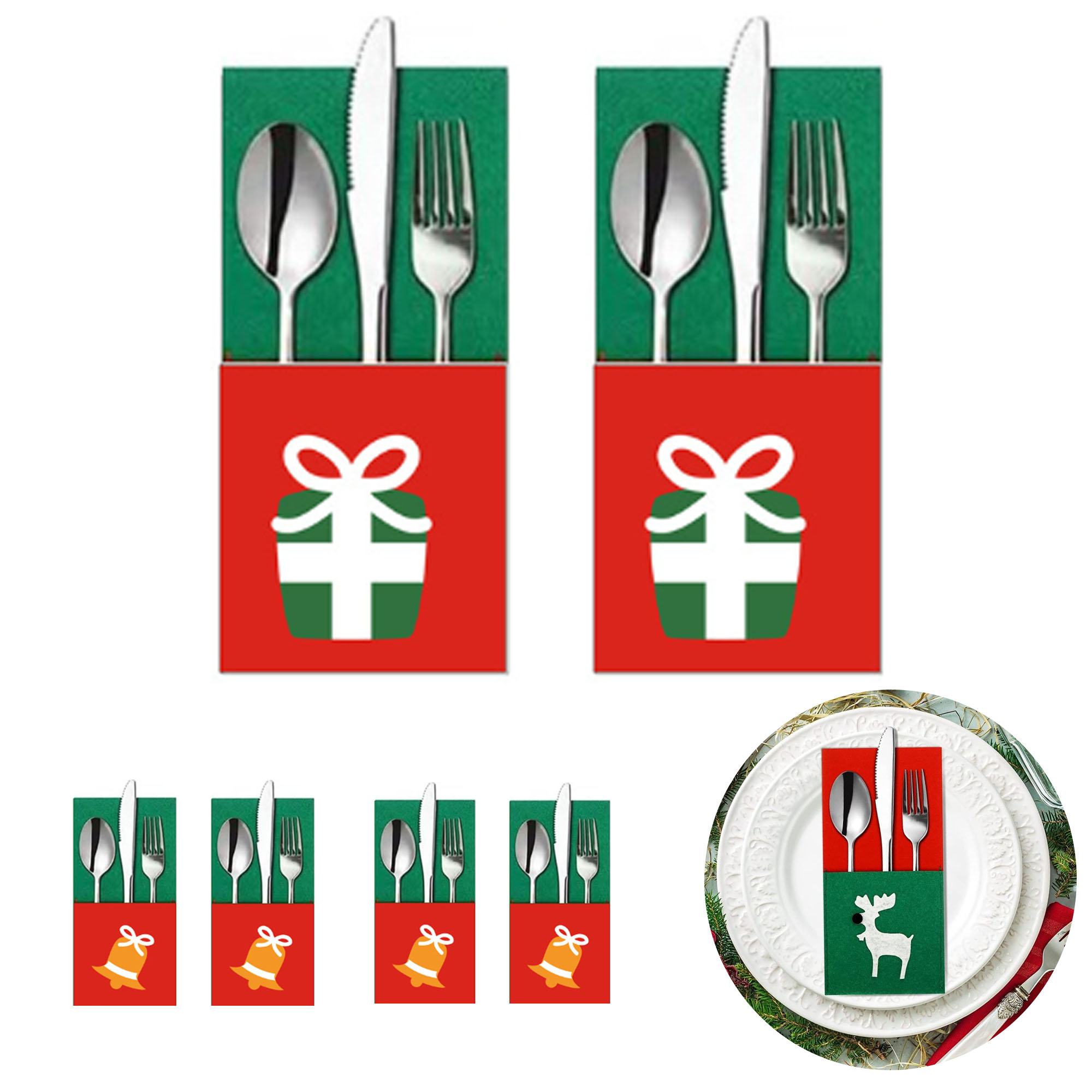 Christmas Felt Cutlery Pouch for Festive Table Decor 2
