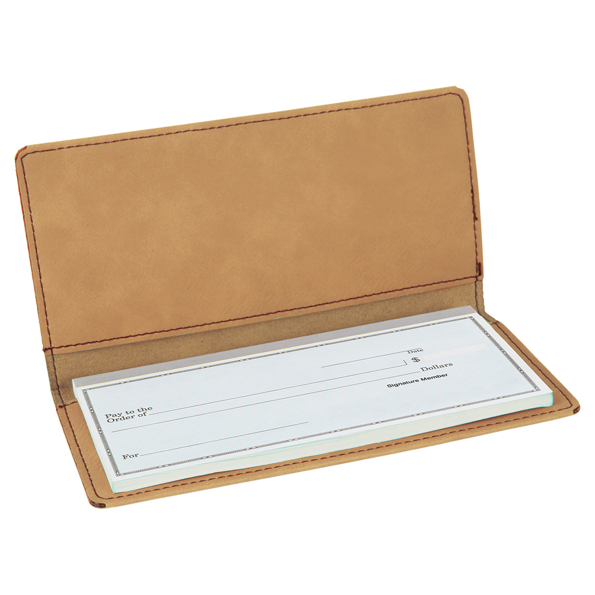 Light Brown Leatherette Checkbook Cover 4