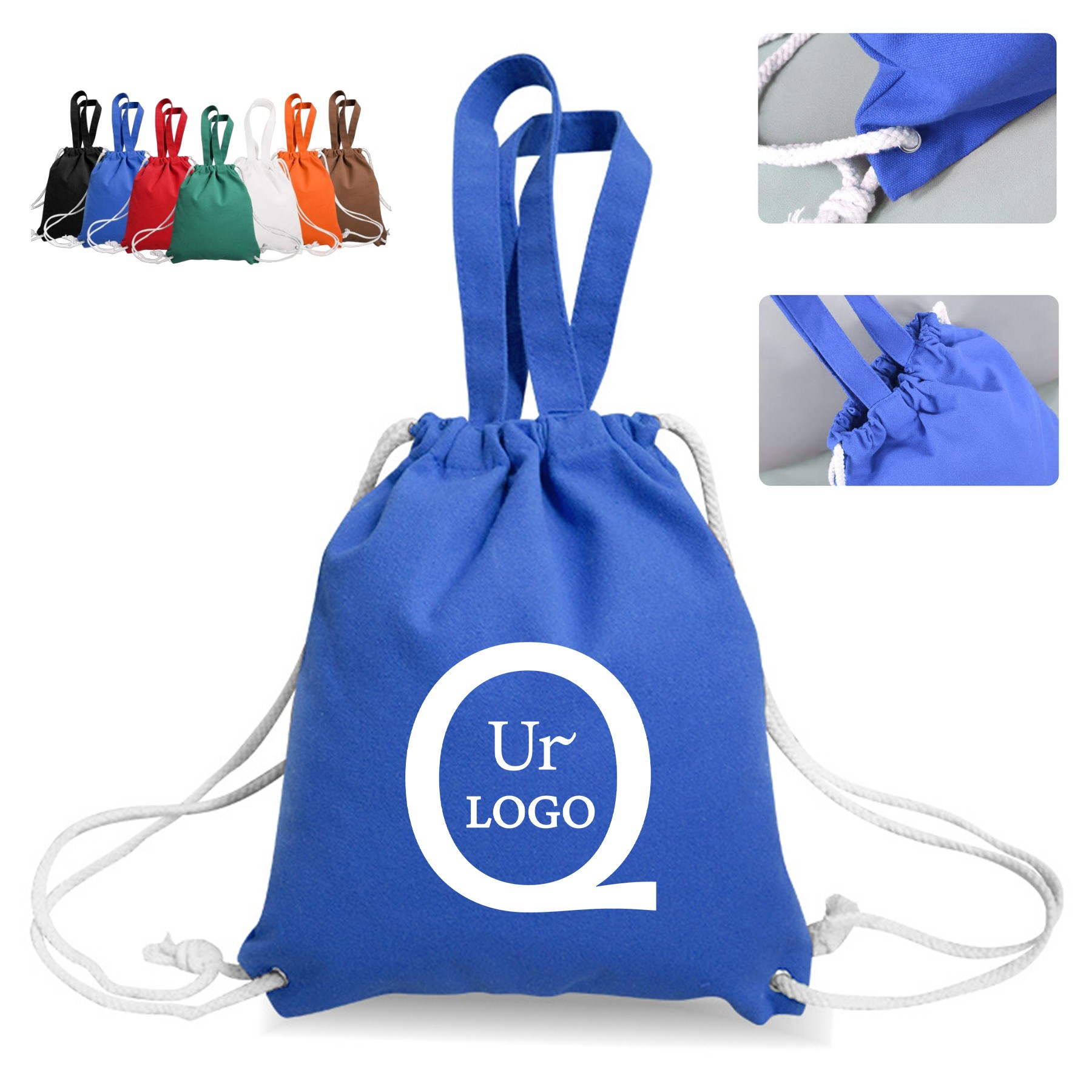 11.81X13.8 Inch Canvas Drawstring Backpack 6