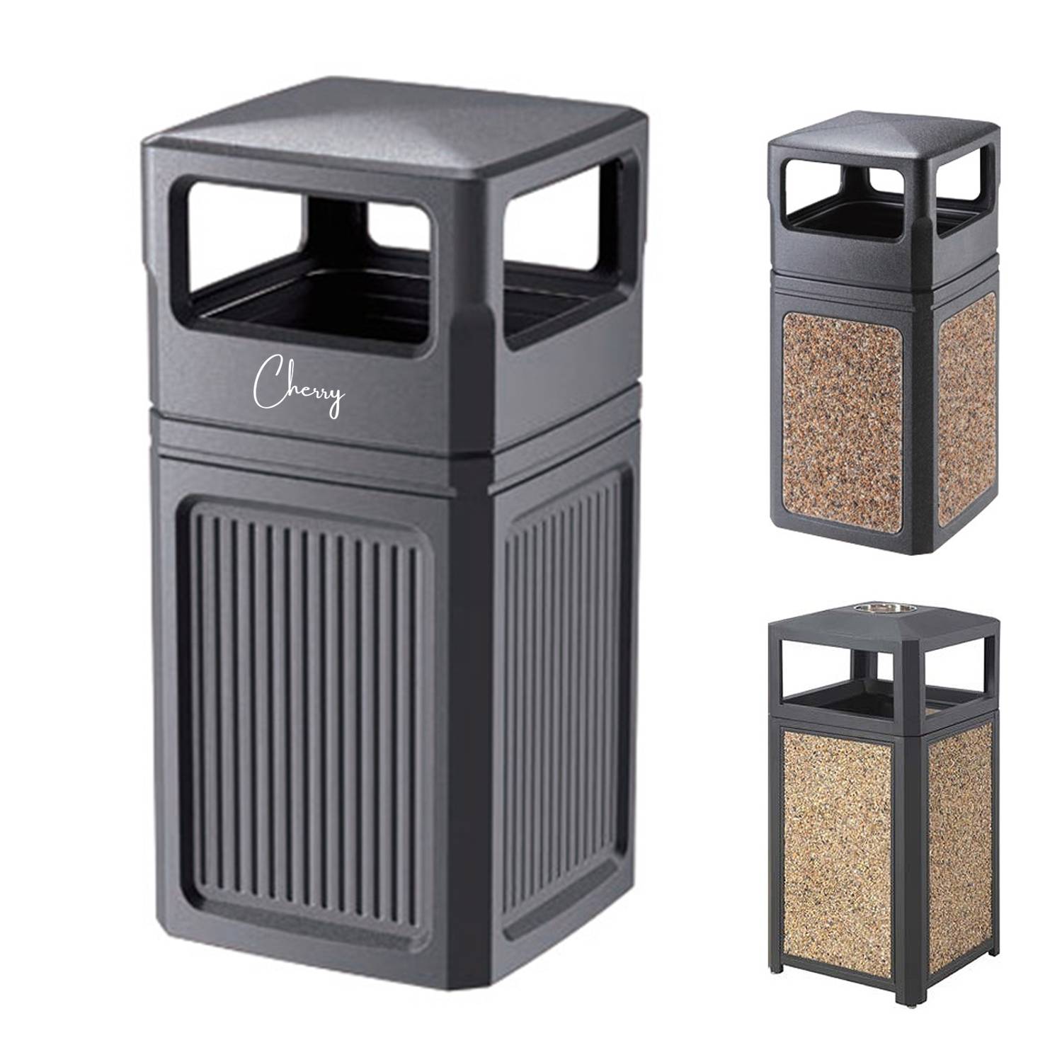 Iron outdoor trash can 2