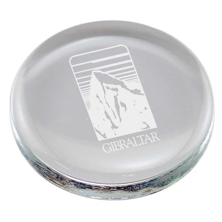 Clear Glass Paperweight - Engraved 3