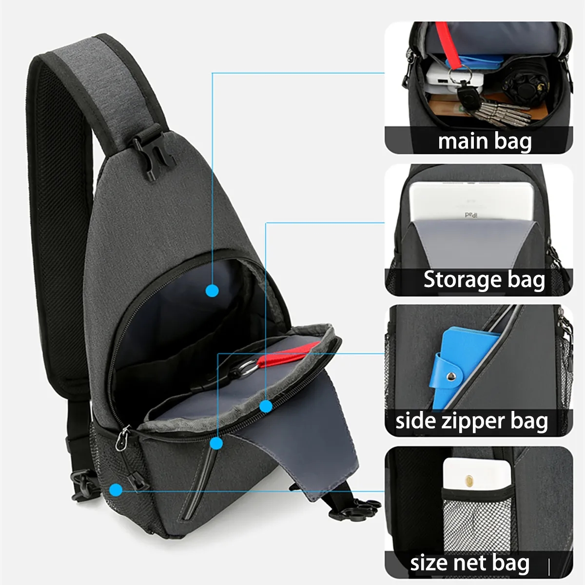 In Stock Crossbody Sling Bag Travel Hiking Chest Bag 6