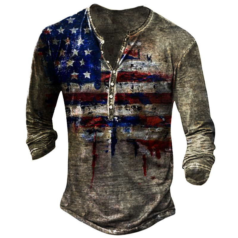 Custom 7-Button Henley Shirt Full Color Printed, custom dress shirt with logo imprint 2