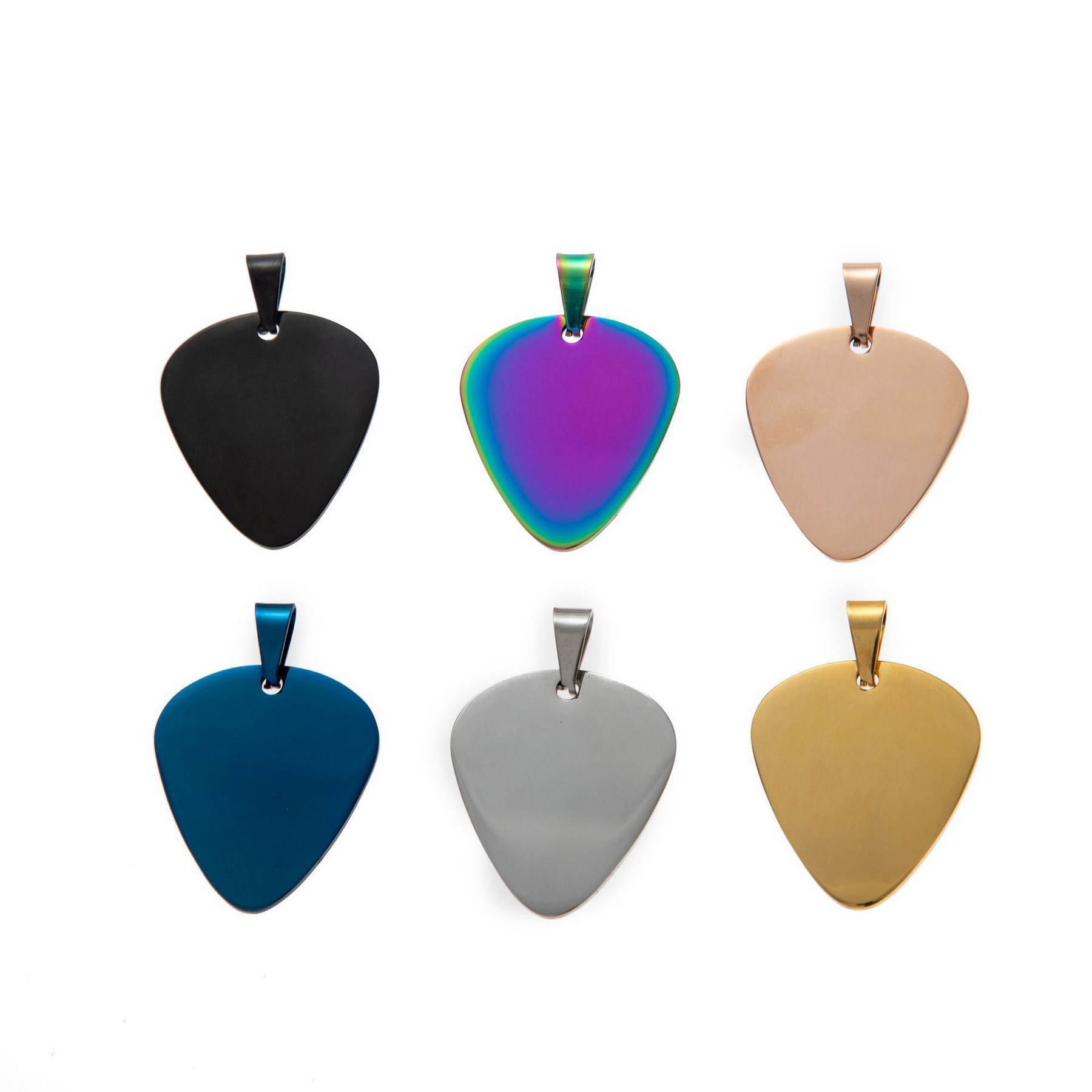 Custom Engraved Laser Stainless Steel Guitar Pick Pendant 2