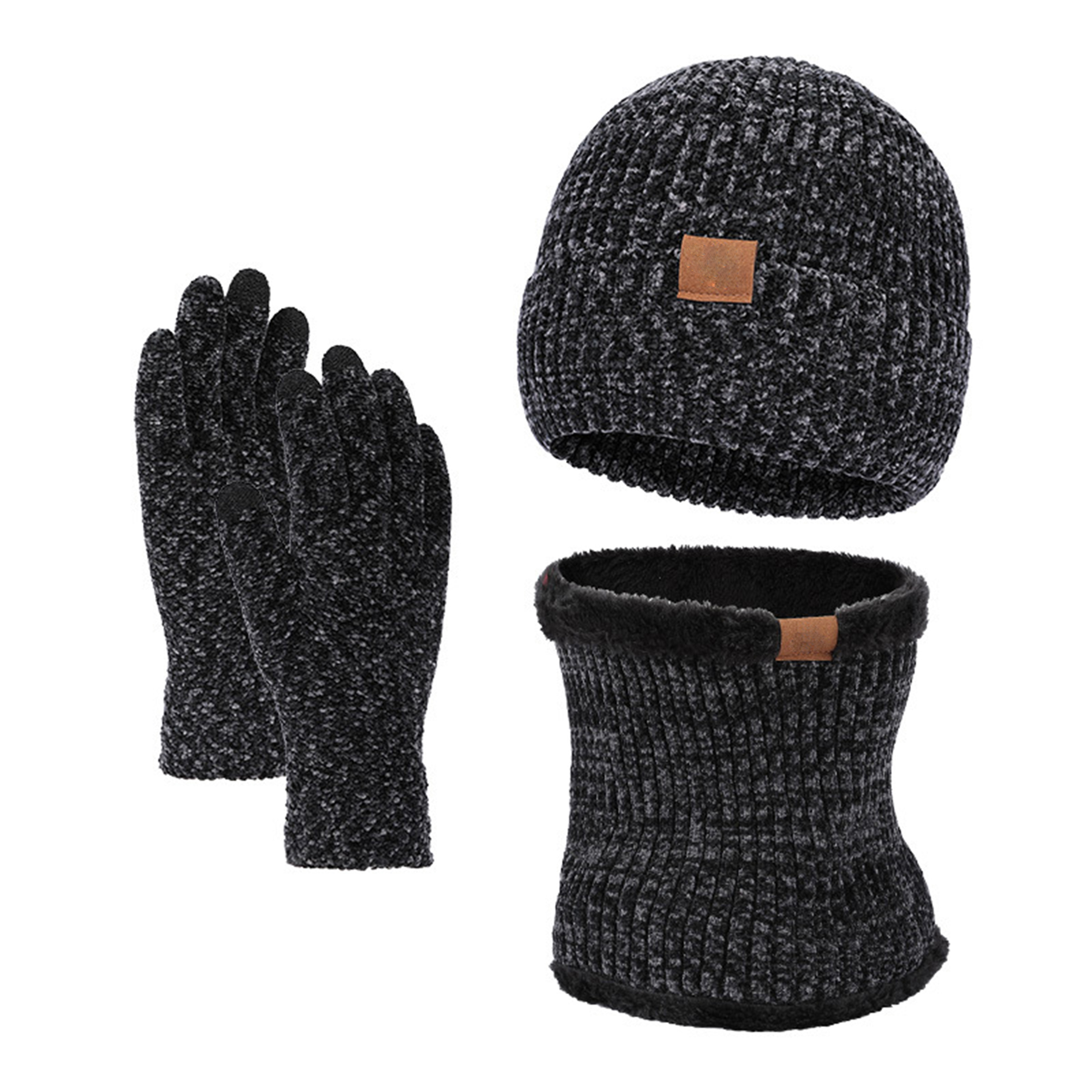 Winter Slouchy Beanie Knit Cap Touch Screen Gloves Scarves 8
