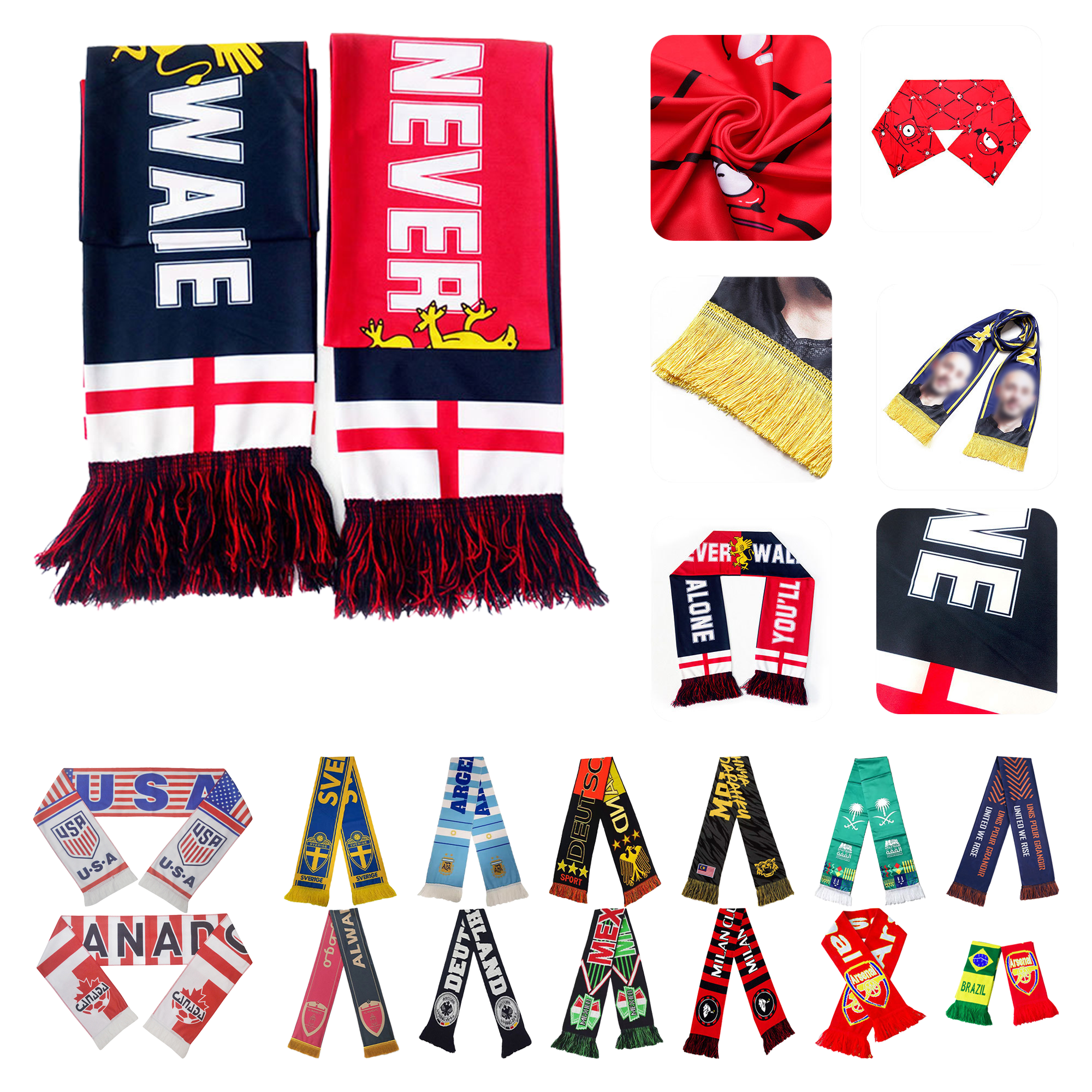 MOQ 50pcs Custom Printed Soccer Scarf 2