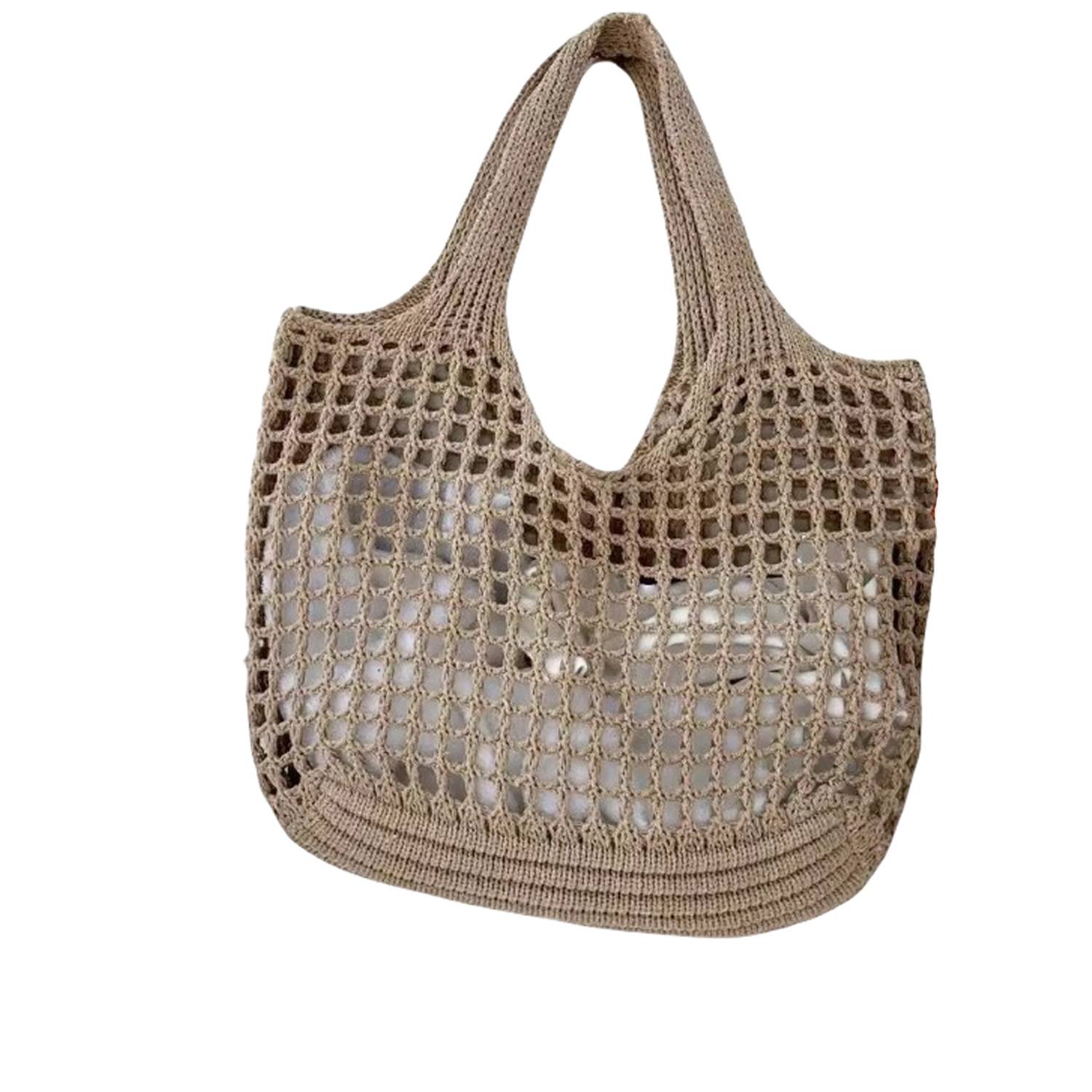 Women's Foldable Crocheted Polyester Travel Tote Bag 2