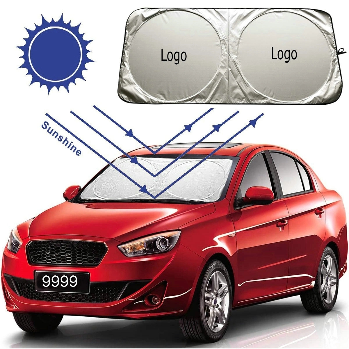 Foldable Double Circle Coated Car SunShade 3