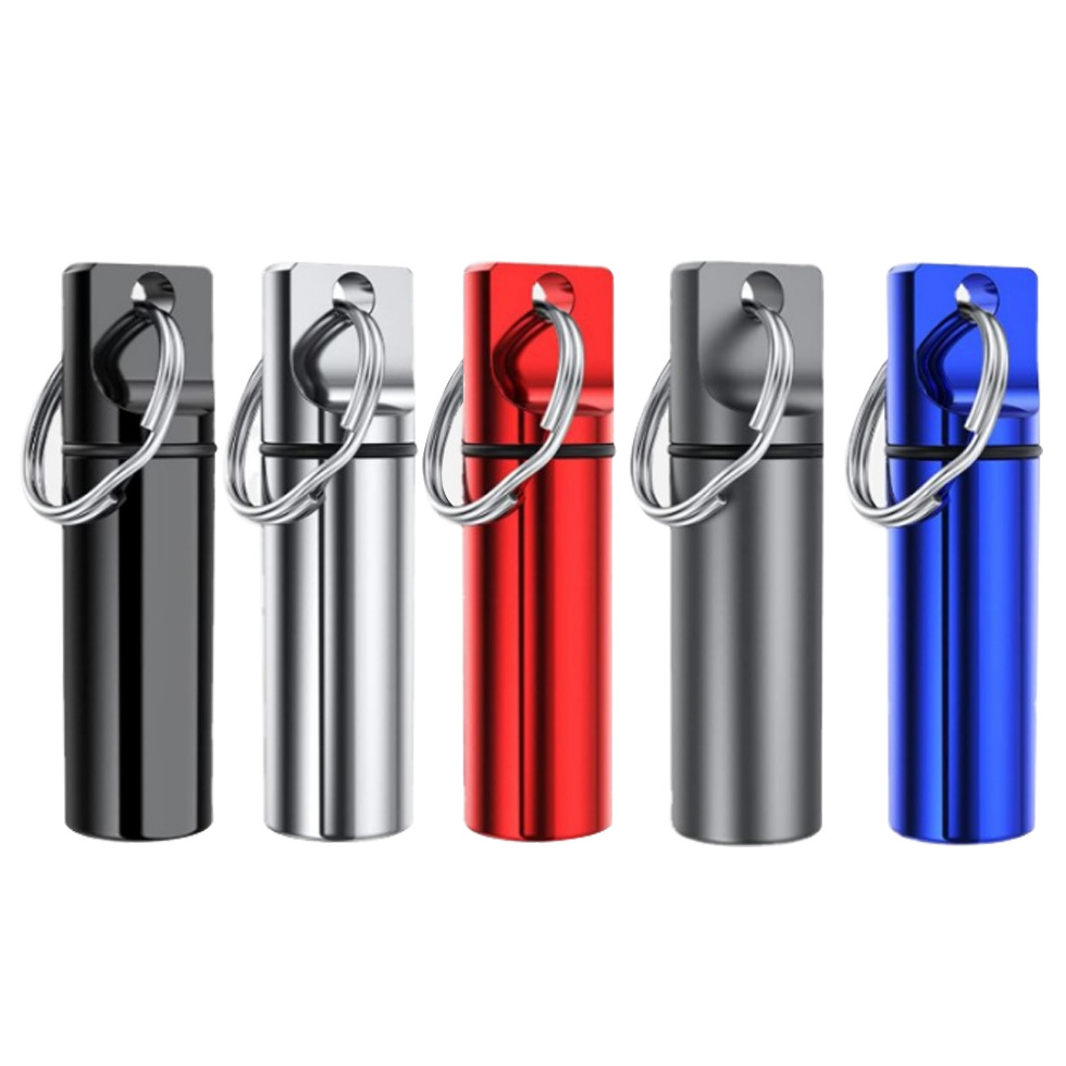 Alloy Mini Pill Organizer Case Keychain 4