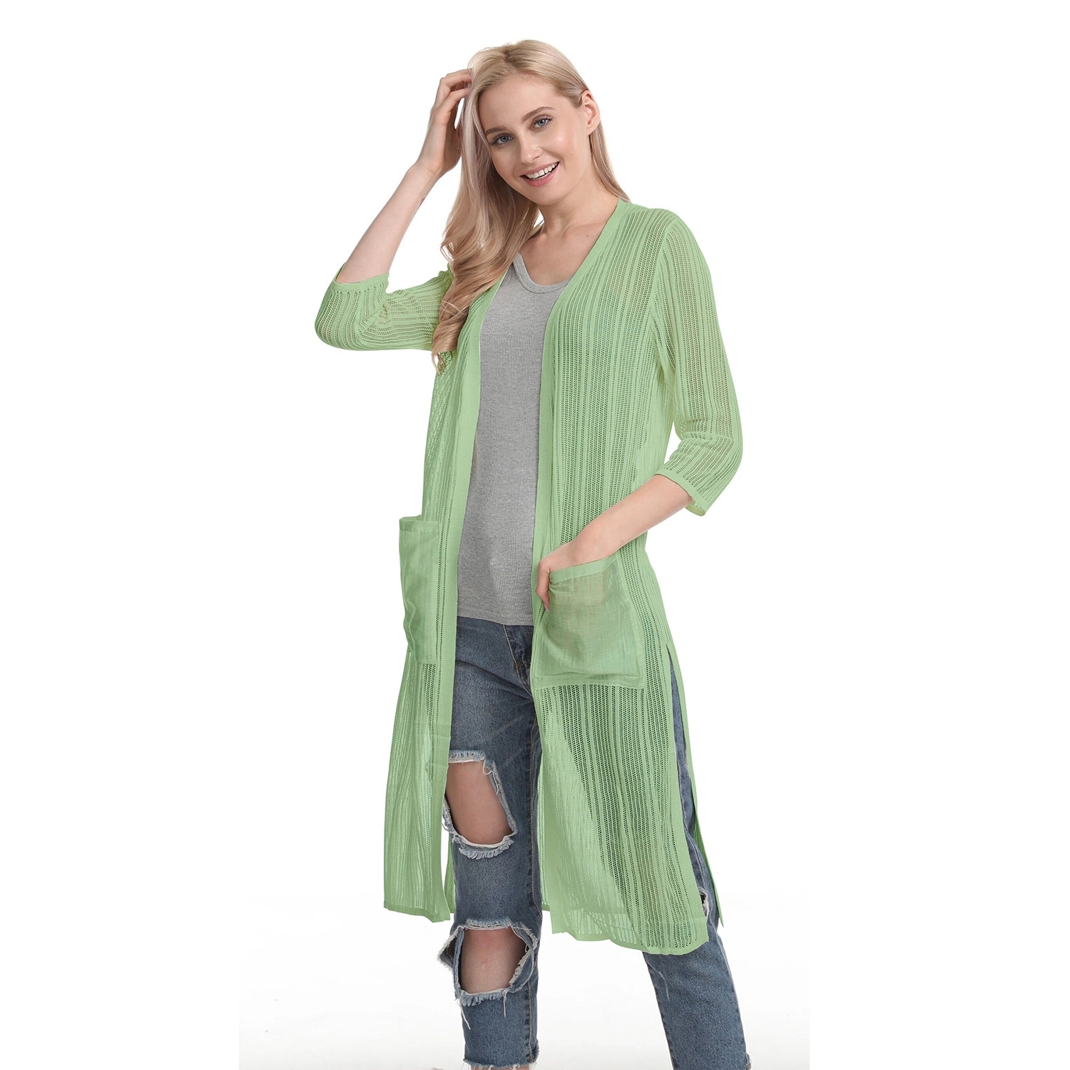 Women Mesh Casual Knit Cardigan 7
