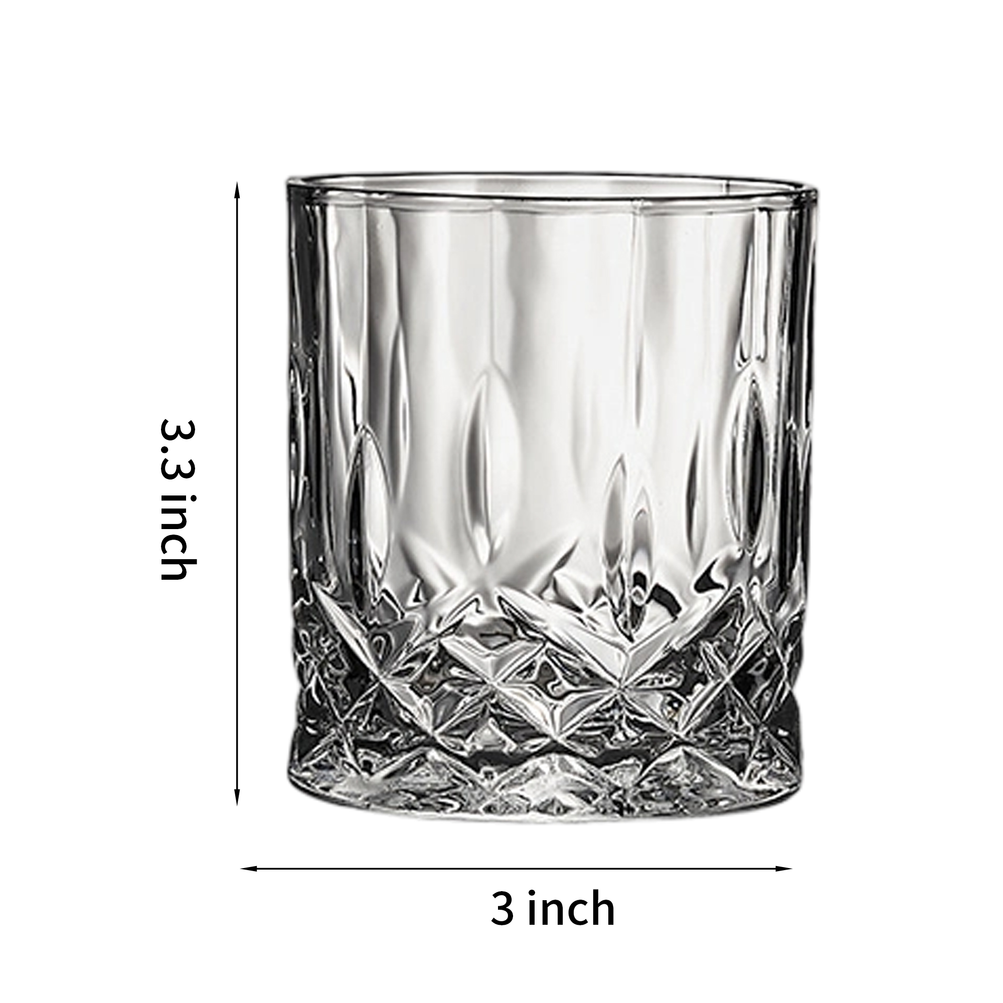 Etched Whiskey Glass 7oz Diamond Pattern Clear 4