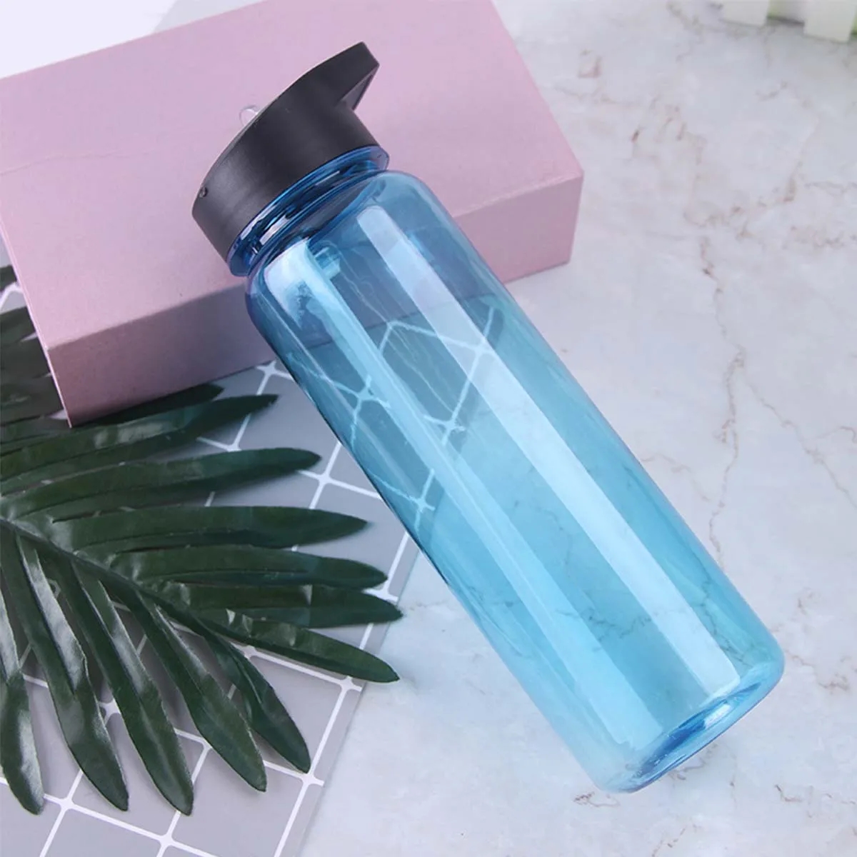 24oz Water Bottles Sports Plastic Straw Flip Lid Clear Cup 3