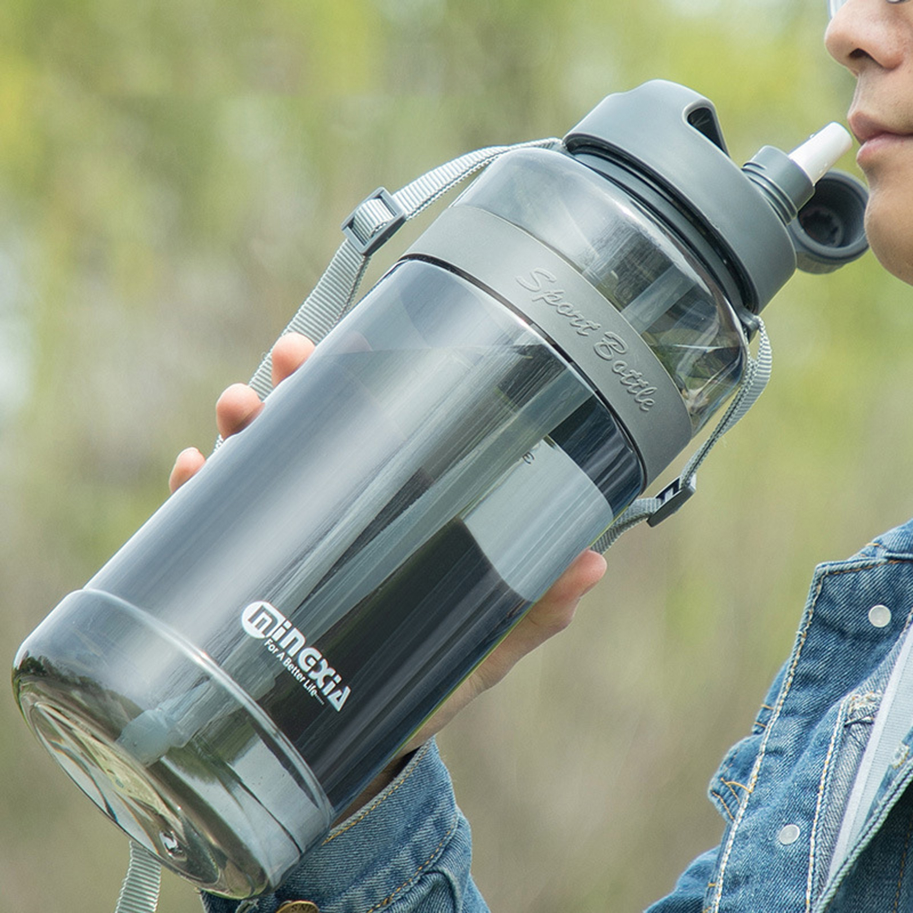 35 Oz Sports Plastic Water Bottle With Straw 3