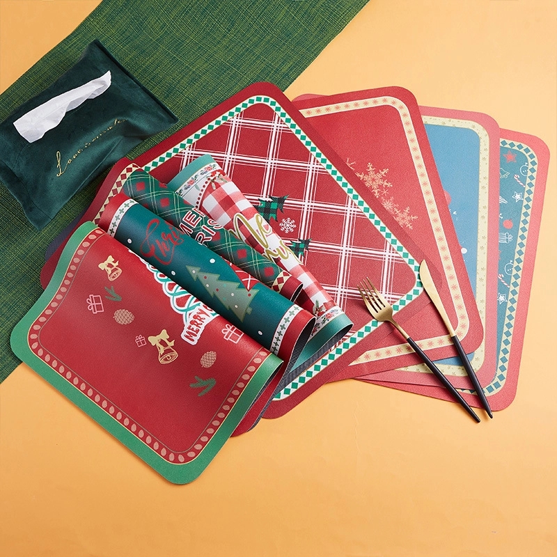 Christmas American Retro Leather Placemat 7