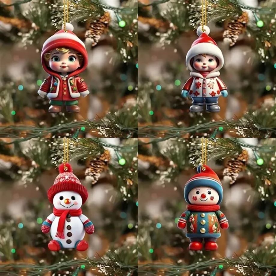 Christmas Flat Acrylic Ornaments Hanging Decoration 3