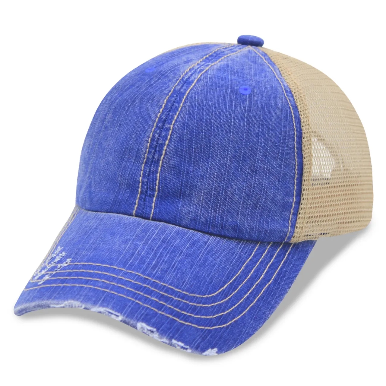 Pre-Washed Distressed Herringbone Trucker Cap