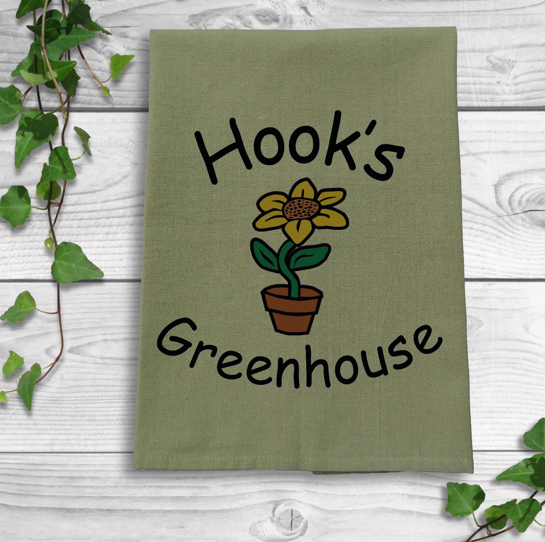 Sage Solid Plain Weave Kitchen Towel with Custom Print 3