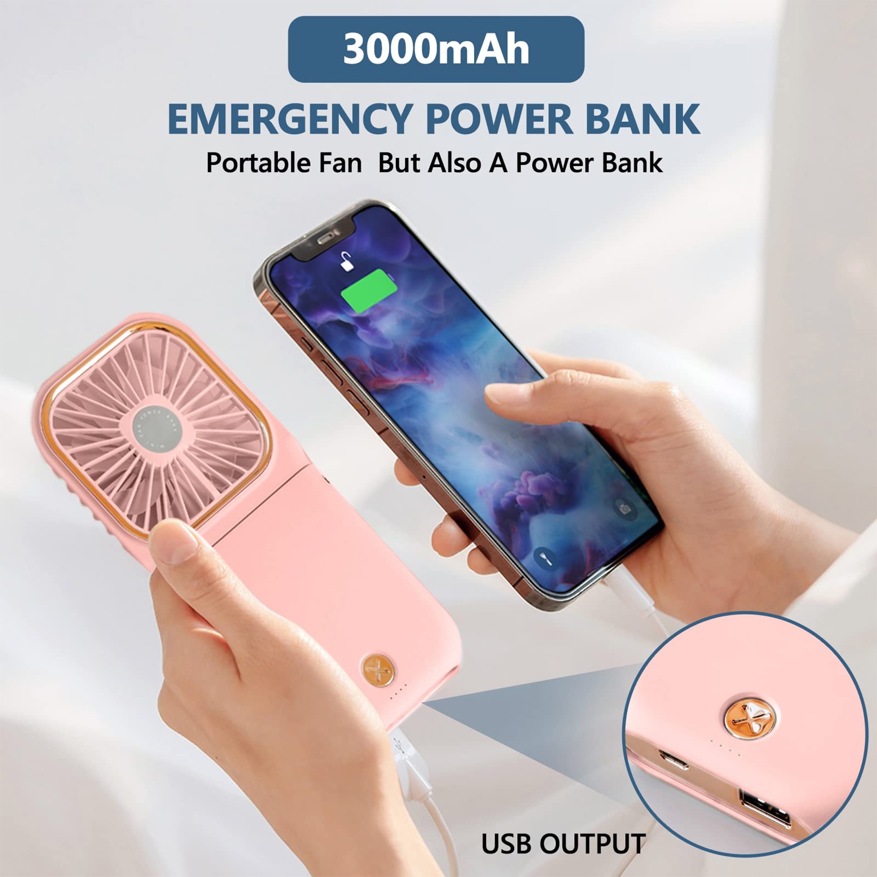 Folding Neck Power Bank Fan 3000Mah 1
