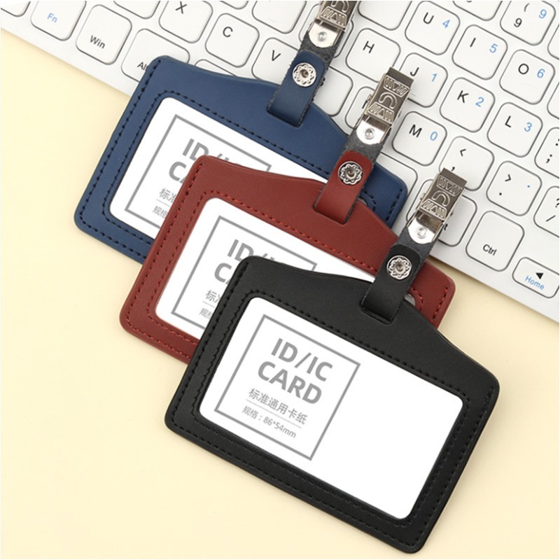 Genuine Leather Badge Holder with Metal Buckle 1