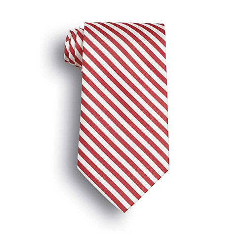 Red/White Saville Stripe Polyester Ties 2