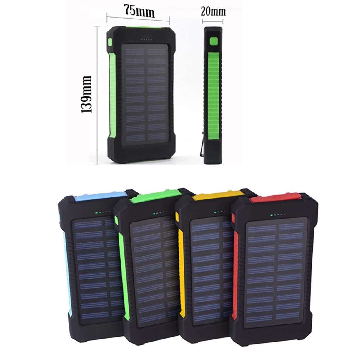 10000Mah Dual Usb With Led Flashlight Solar Power Bank 1