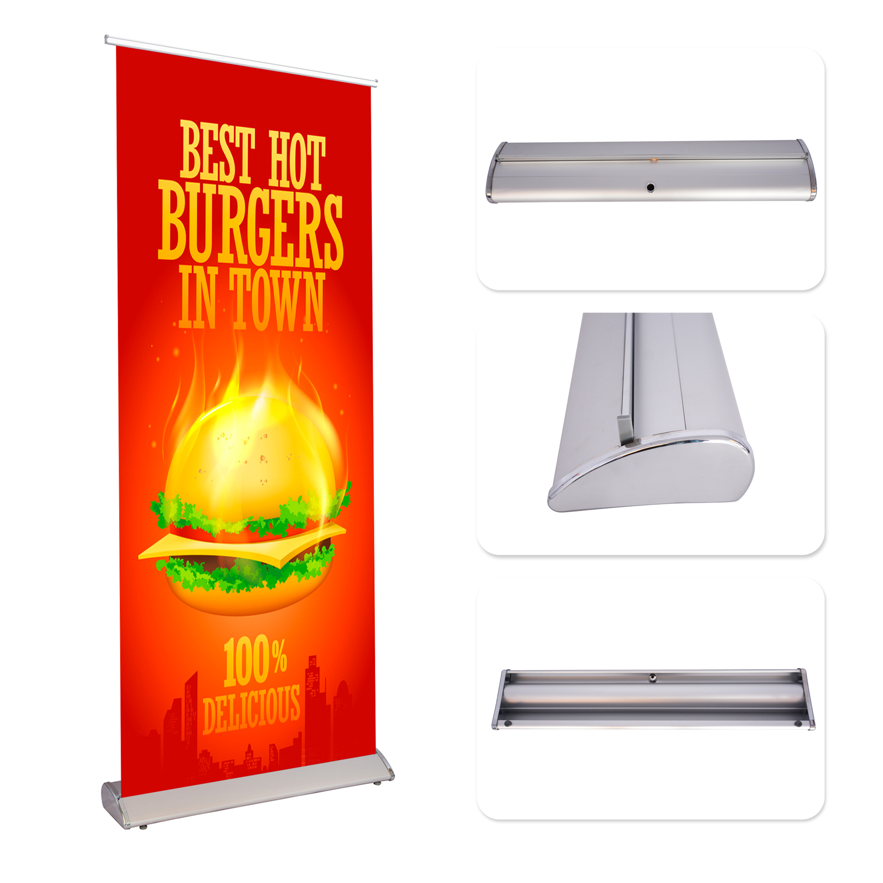 Deluxe Retractable Aluminum Banner Stand W/ Graphic 31.5" X 79" 8