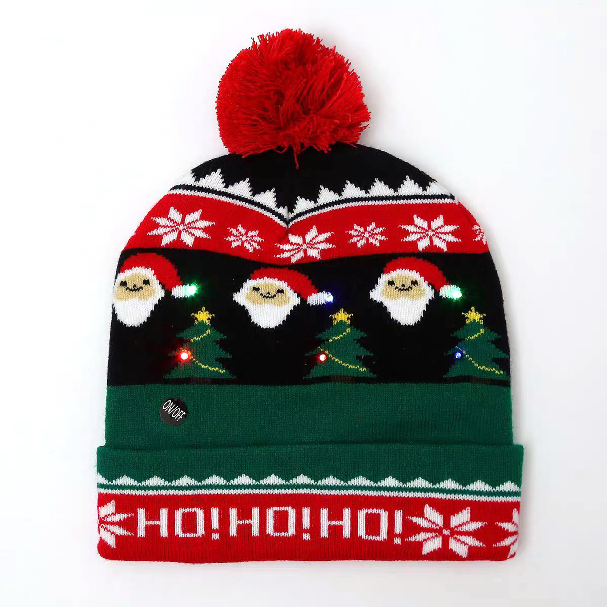 Christmas LED Knitted Beanie Hat With Festive Topper 9