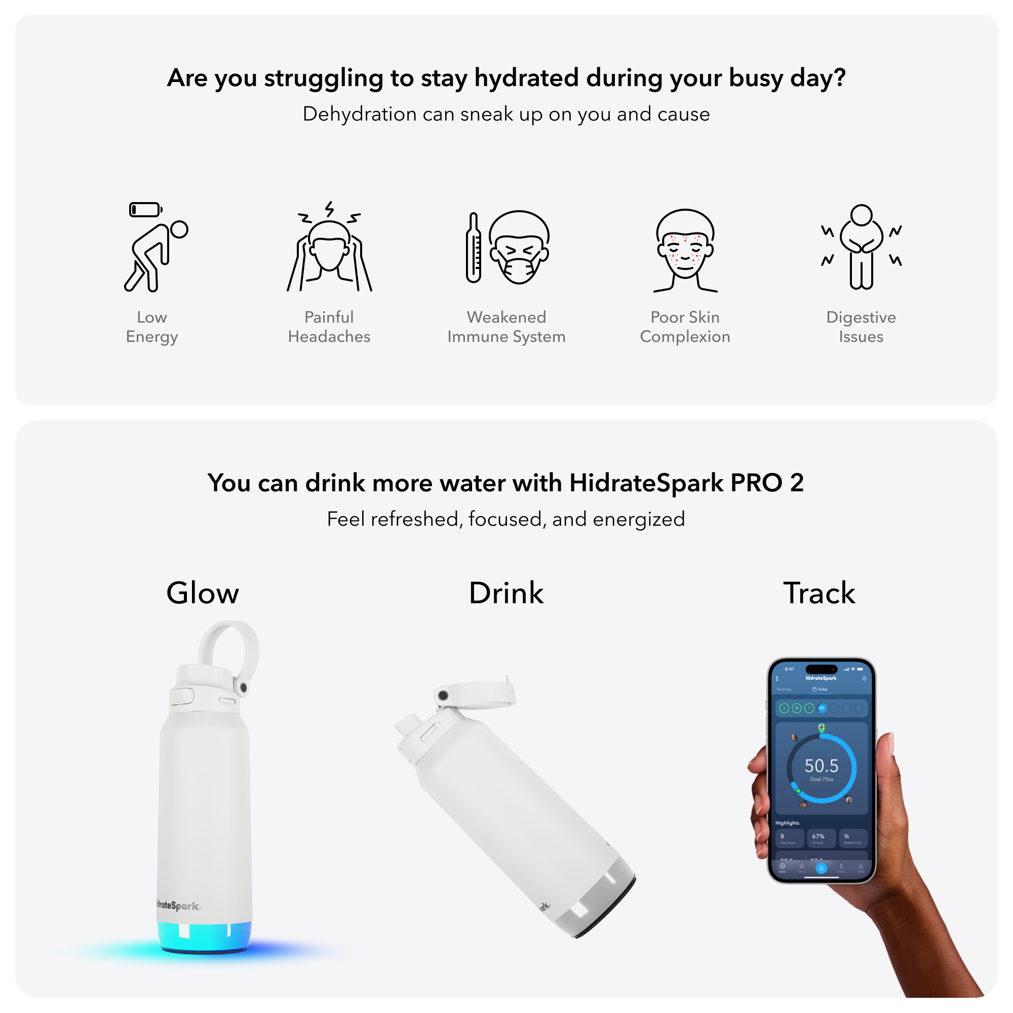 HidrateSpark® 32 oz. PRO 2 Bottle with Chug Lid, Laser, Premium 5
