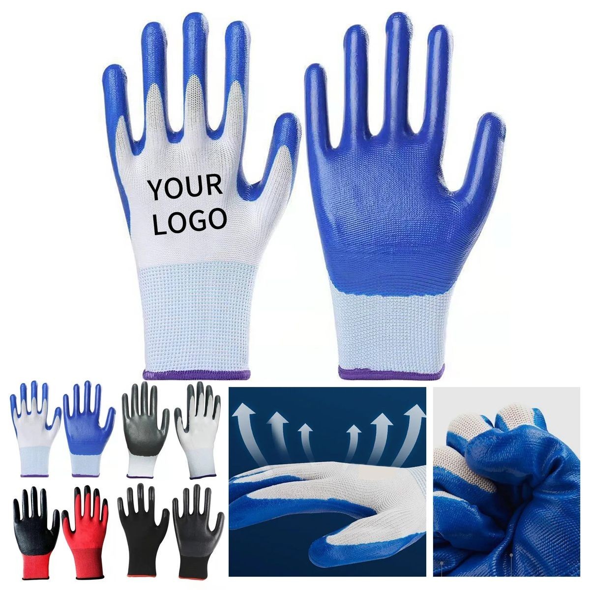 Silkscreen Printed Industrial Gloves for Workplace Safety 1