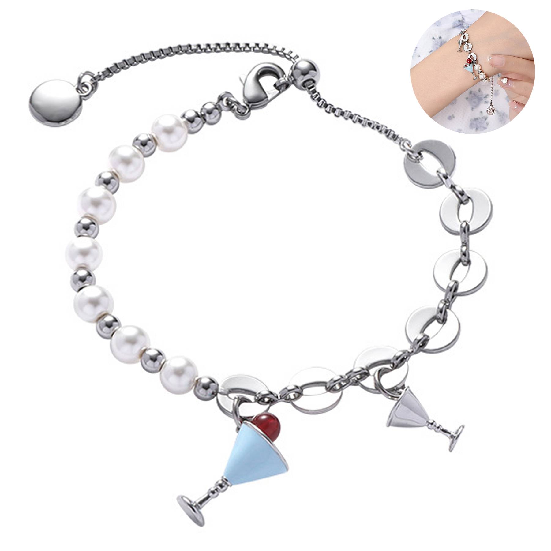 Wine Goblet Pearl Bracelet 3