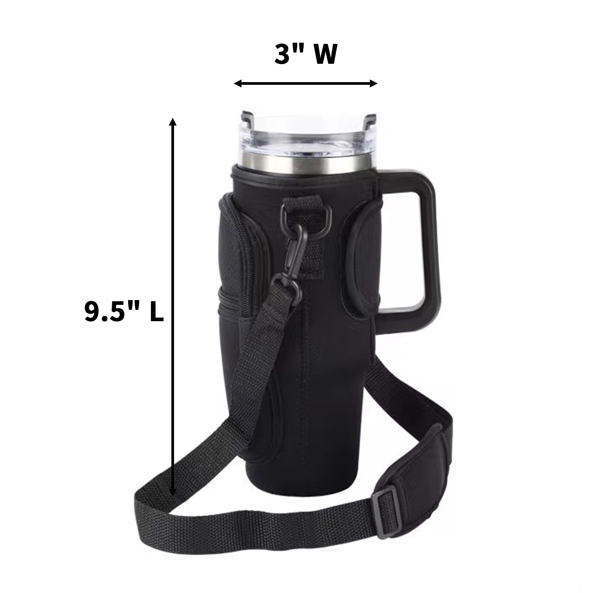 Insulated Cup Sleeve with Handle - Fits 30-40 Oz Tumblers, 9.5"x3" Soft Heat-Resistant Fabric 2