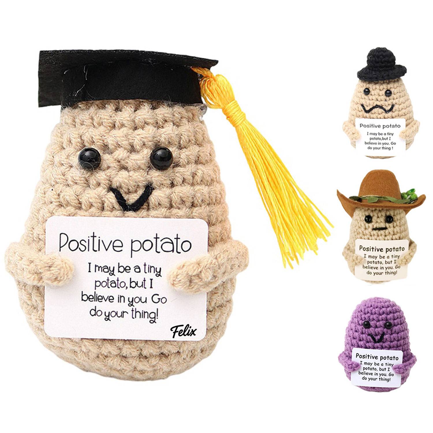 Mini Crochet Potato Cheer Up Doll Toy 2