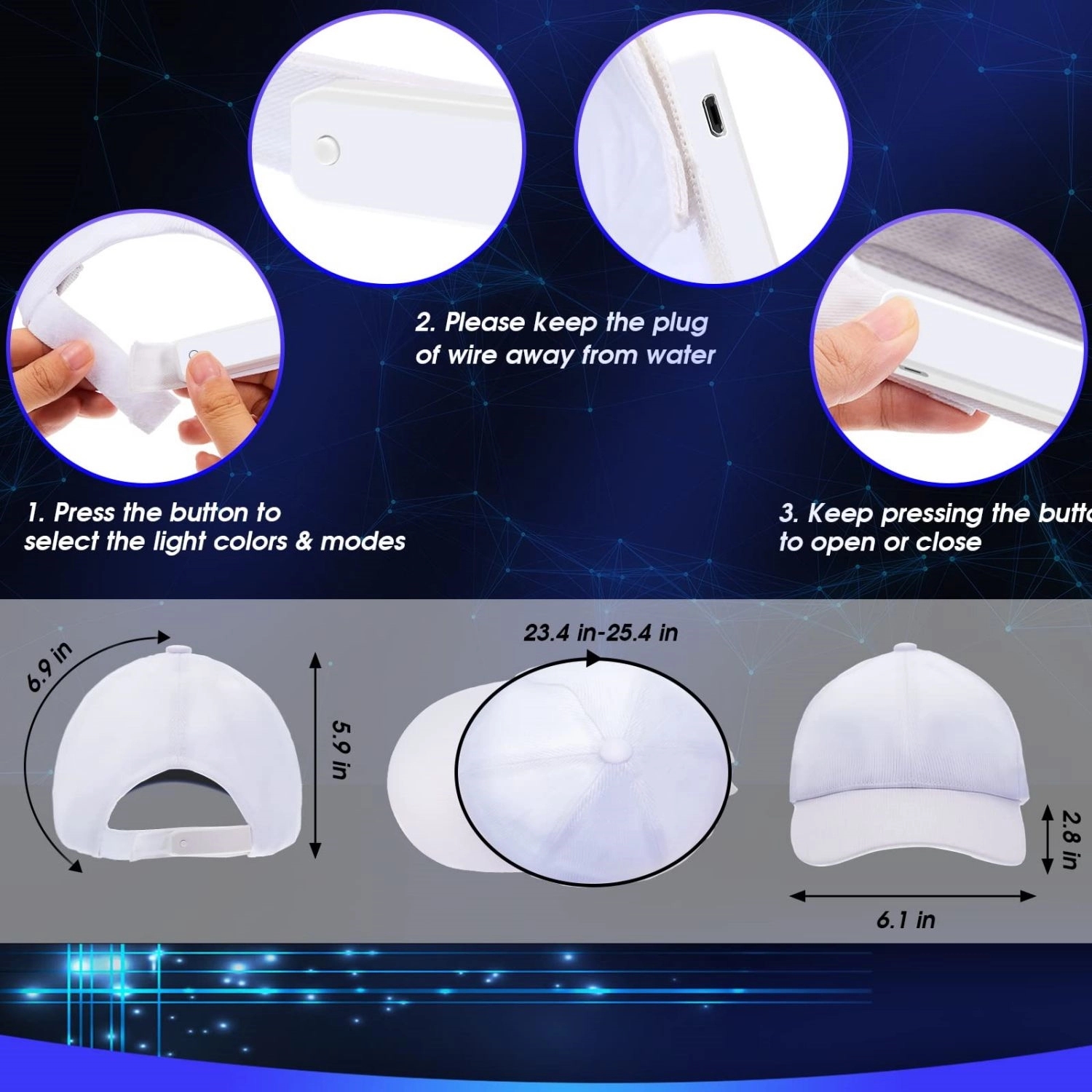 Led Hat Light Up Baseball Cap 7 Colors Luminous 2
