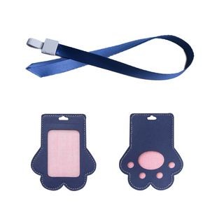 Adorable Paw Shaped PU Leather Card Holder With Lanyard 16