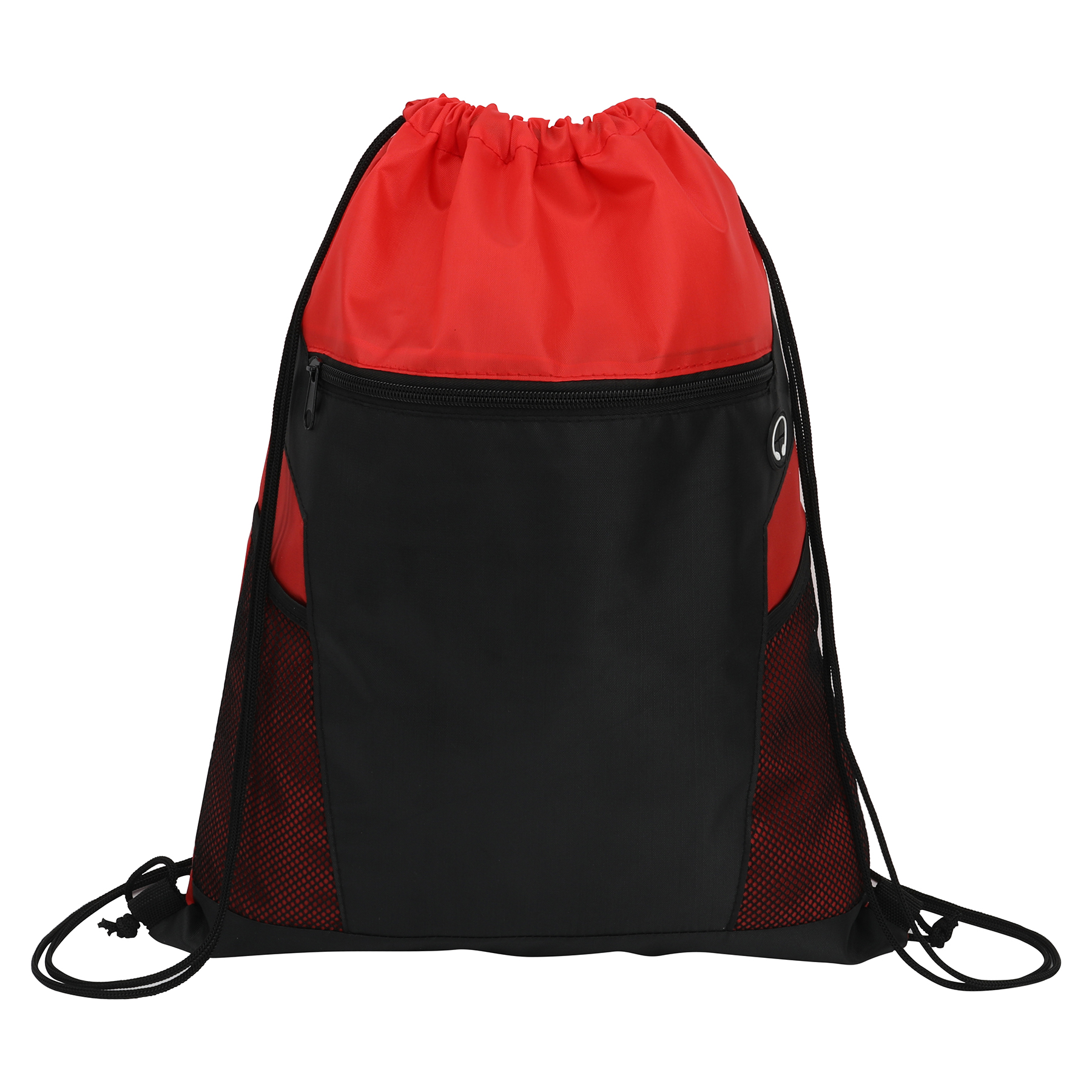 Zippered Drawstring Backpack With Mesh Pockets 4