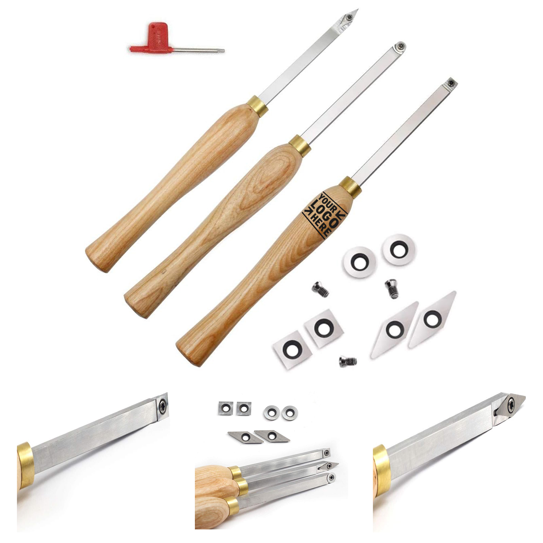 3 Pieces Carbide Woodturning Tool Mini Size Set 2