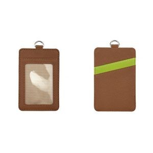 Lanyard Dual Colored 3 Pockets PU Leather Card Holder 18