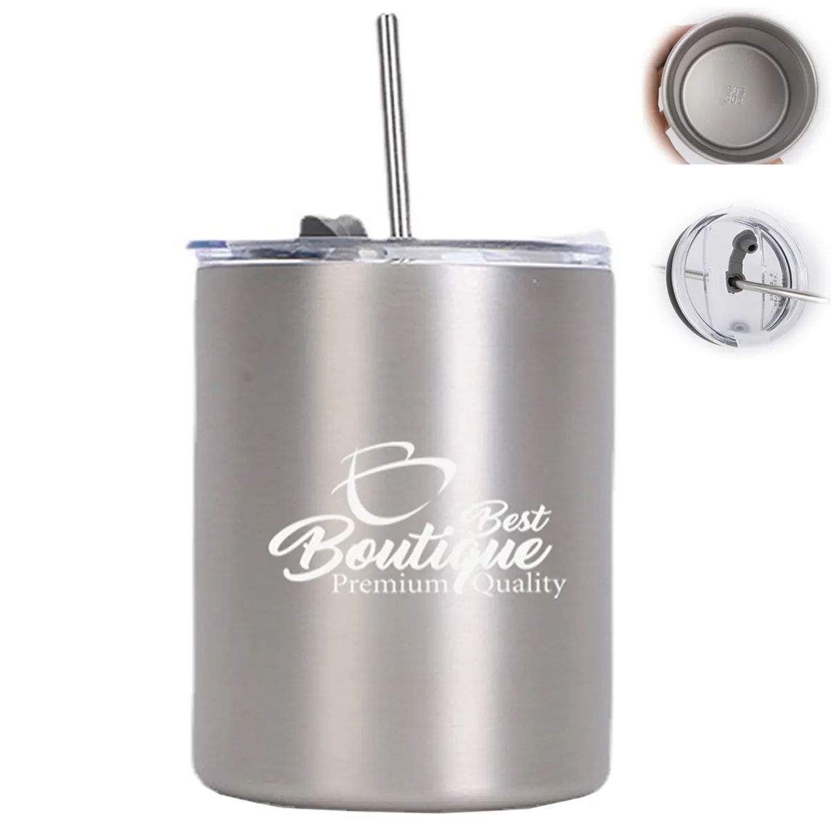 10Oz Stainless Steel Insulated Vacuum Cup With Straw 2