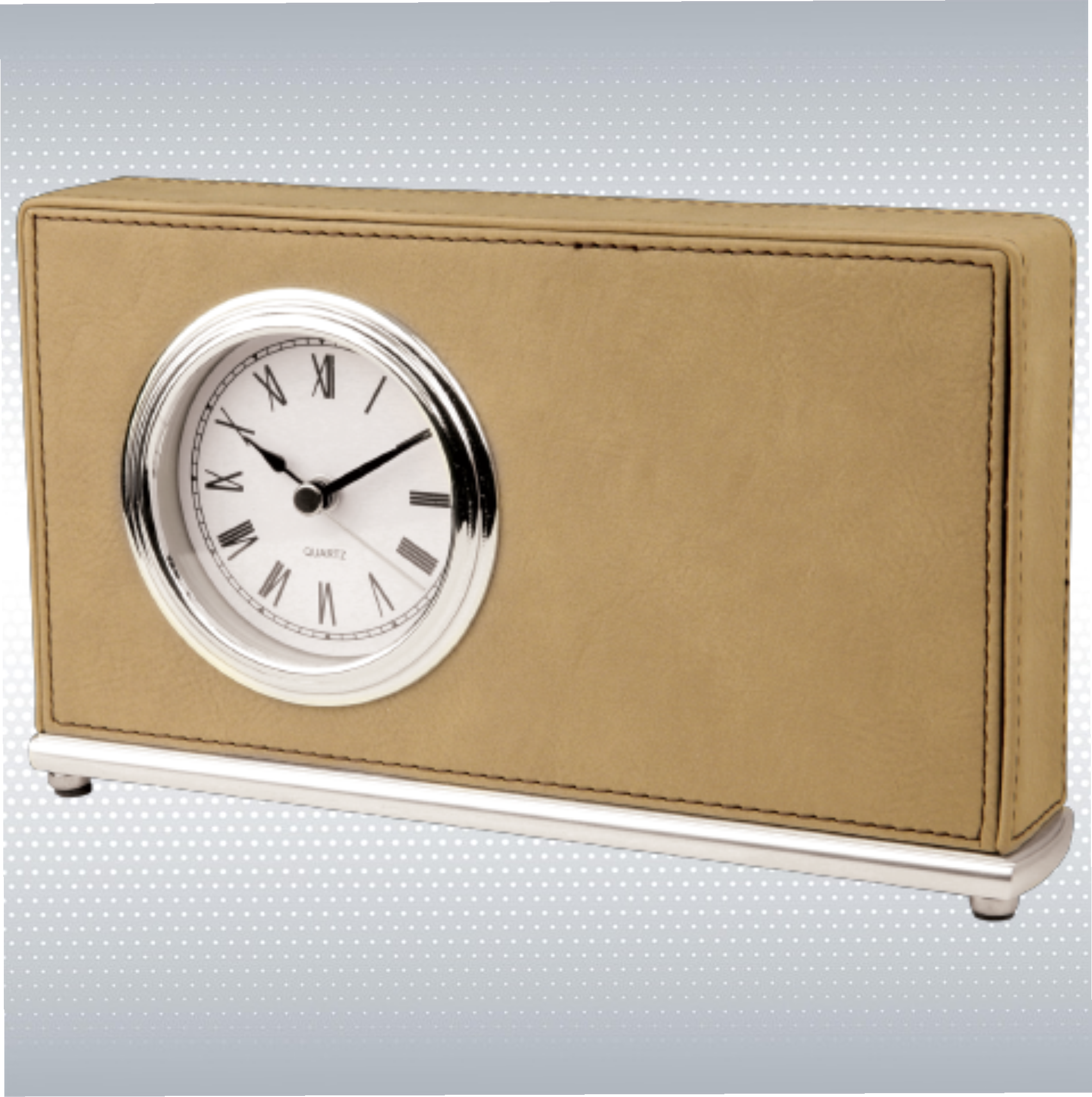 5.5" Light Brown Leatherette Arch Desk Clock 8