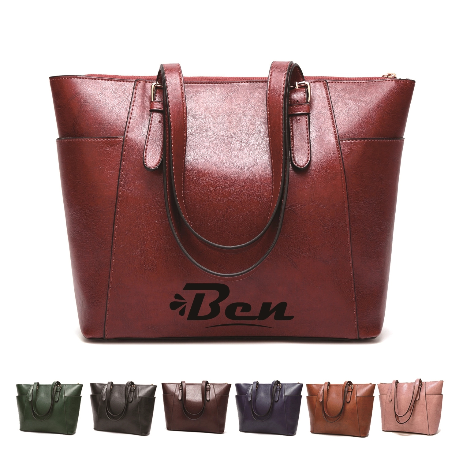 PU Leather Shoulder Handbags Large Hobo Tote Bag, custom tote bag with logo imprint 2
