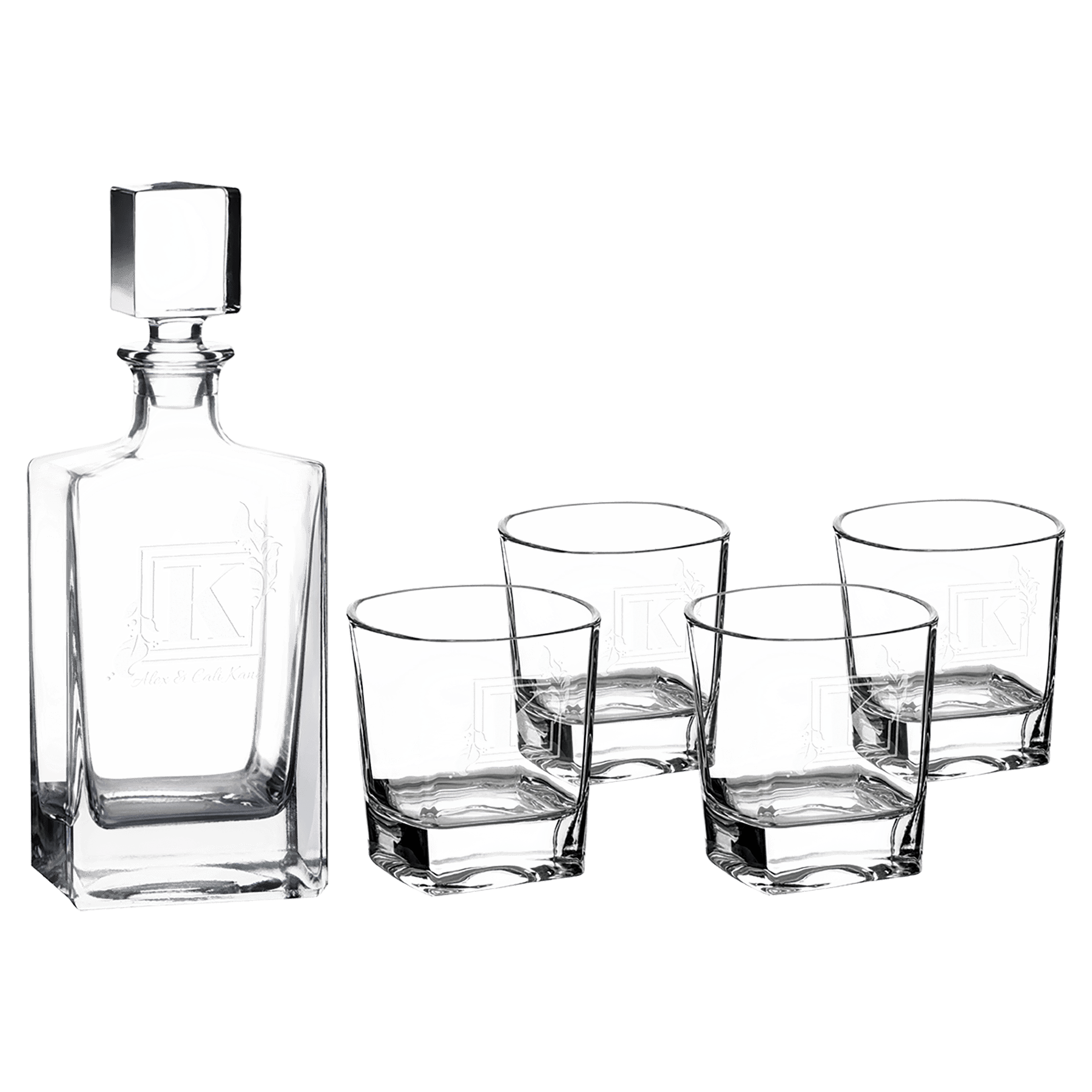 810ml Rectangle Glass Decanter Set with Four 8 oz. Glasses 3